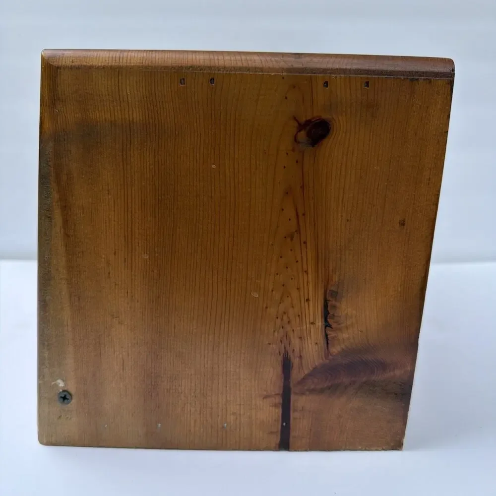 Wooden Bread Box MCM Oak Finish Decorative Bread Letters & Flowers Vintage Gift